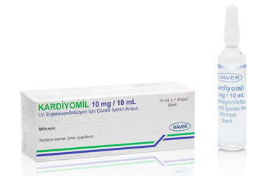 KARDIYOMIL 10 MG/ 10 ML IV ENJEKSIYON/İNFÜZYON İCIN COZELTI ICEREN 1 ампулы