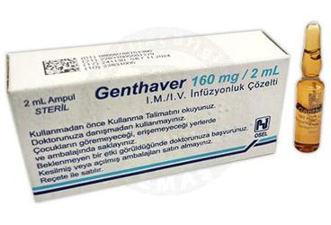 GENTHAVER 160 MG IM/IV İNFÜZYON İÇİN SOLÜSYON İÇEREN 2ML X 1 ампулы