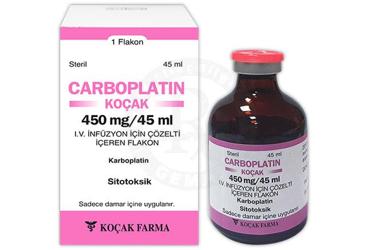 CARBOPLATIN-KOÇAK 450 MG/45 ML IV İNFÜZYON İÇİN SOLÜSYON İÇEREN флакон