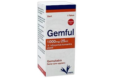 GEMFUL 1000 MG/25 ML I.V. İNFÜZYONLUK KONSANTRE COZELTI (1 флакон)
