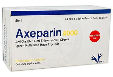 AXEPARIN 4000 ANTI XA IU/0.4 ML раствор для инъекций ICEREN готовый к применению шприц-ручка (6 ADET)